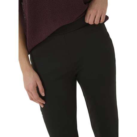 Pantalon legging noir uni avec une coupe flare et une taille élastiquée - Image 6