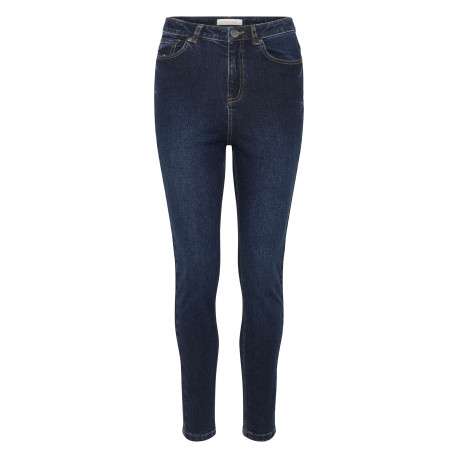 Jean en coton bleu brut délavé avec une coupe slim et 5 poches