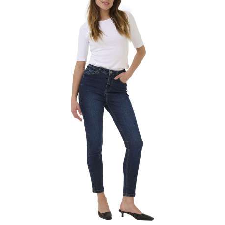 Jean en coton bleu brut délavé avec une coupe slim et 5 poches - Image 3