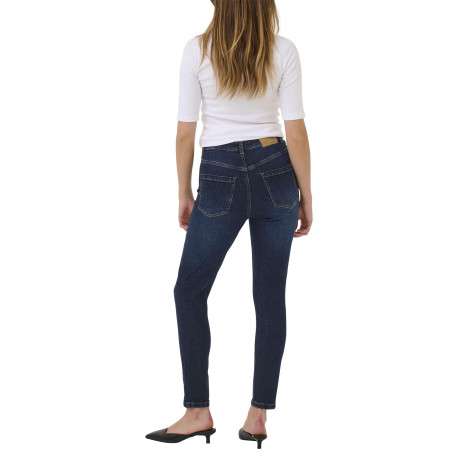Jean en coton bleu brut délavé avec une coupe slim et 5 poches - Image 4