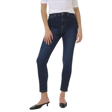 Jean en coton bleu brut délavé avec une coupe slim et 5 poches - Image 5