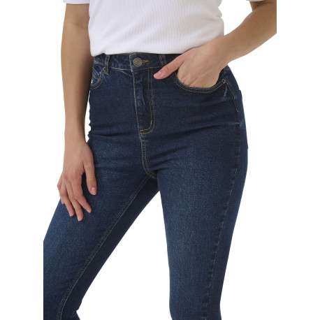 Jean en coton bleu brut délavé avec une coupe slim et 5 poches - Image 6