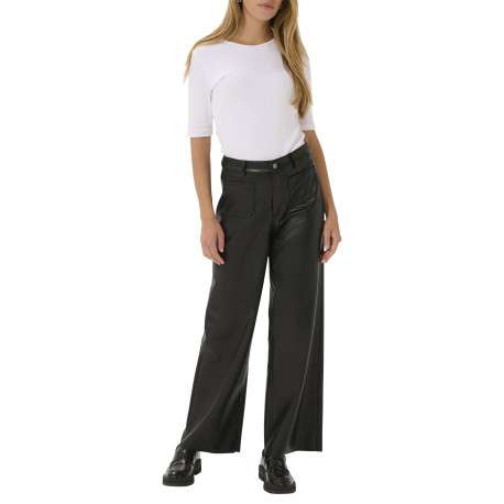 Pantalon noir enduit avec une coupe bootcut et 4 poches plaquées - Image 3