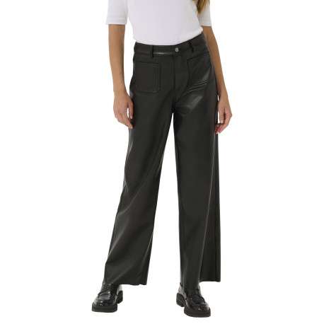 Pantalon noir enduit avec une coupe bootcut et 4 poches plaquées - Image 5
