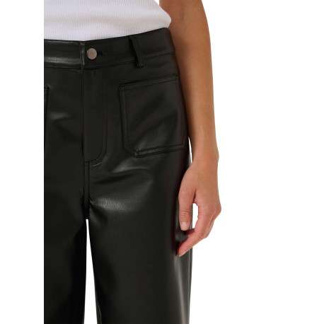 Pantalon noir enduit avec une coupe bootcut et 4 poches plaquées - Image 6