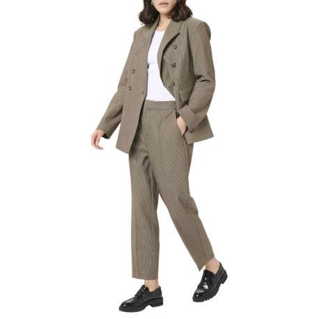 Pantalon chino beige à motif pied de poule avec une coupe slim - Image 4