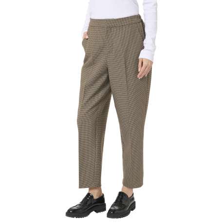Pantalon chino beige à motif pied de poule avec une coupe slim - Image 6