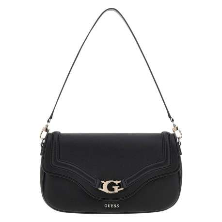 Sac porté épaule noir uni avec une anse et une bandoulière amovible