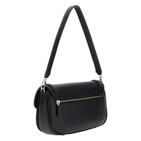 Sac porté épaule noir uni avec une anse et une bandoulière amovible - Image 2
