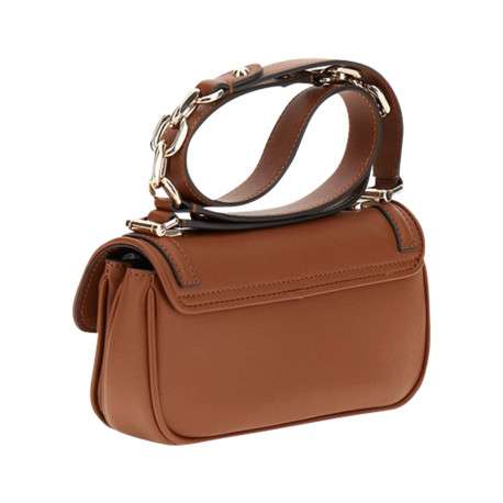 Sac besace camel uni à bandoulière avec un logo métallique doré à l'avant - Image 2
