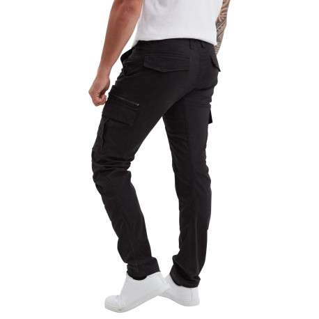 Pantalon Cargo en coton noir uni coupe slim pourvu de multiples poches - Image 3