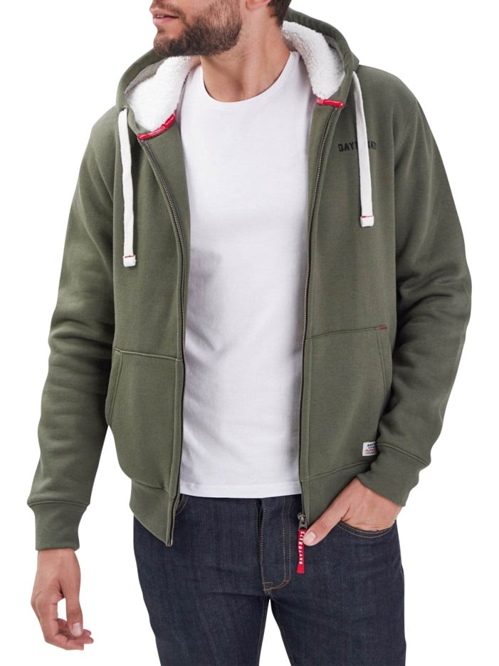 Sweat zippé en coton kaki...