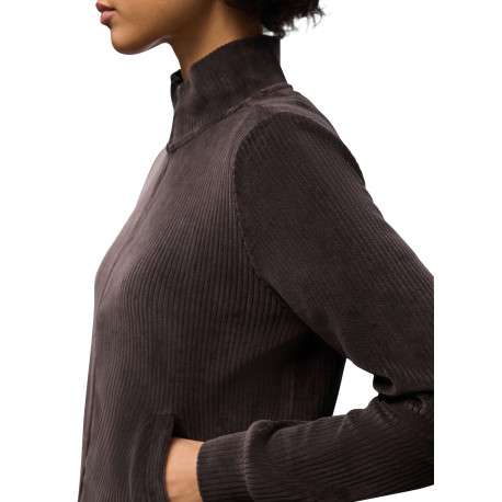 Sweat brun en maille côtelée effet velours pourvu d'un col montant - Image 4