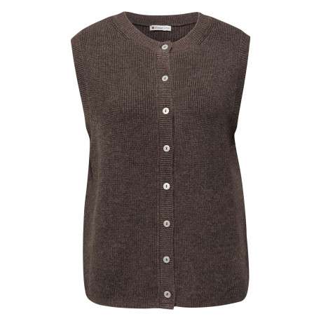 Gilet marron sans manches en maille tricotée pourvu d'un col rond