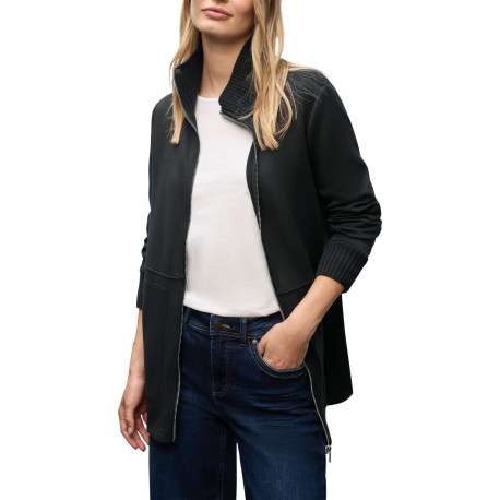 Gilet long noir pourvu d'un col montant et de manches longues - Image 2