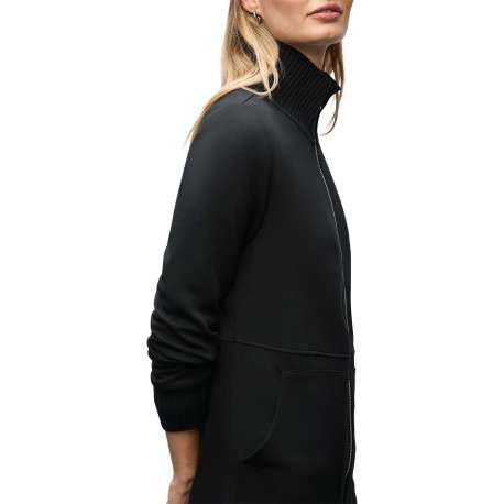 Gilet long noir pourvu d'un col montant et de manches longues - Image 4