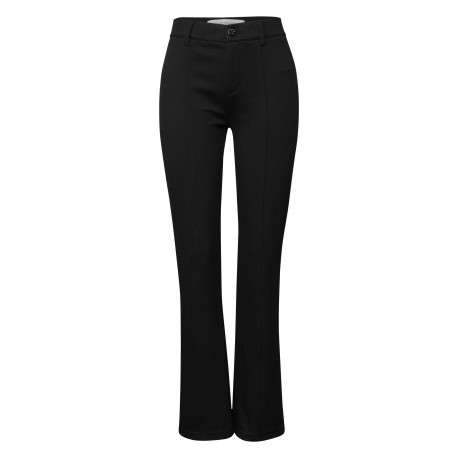 Pantalon noir uni pourvu d'une coupe bootcut et de passants pour la ceinture