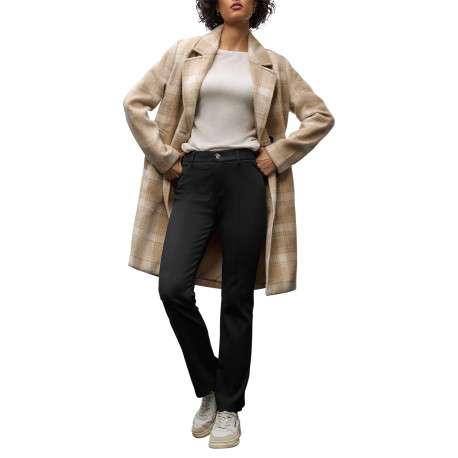Pantalon noir uni pourvu d'une coupe bootcut et de passants pour la ceinture - Image 4