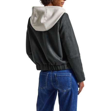 Blouson anthracite uni pourvu d'une capuche amovible et d'une fermeture zippée - Image 3