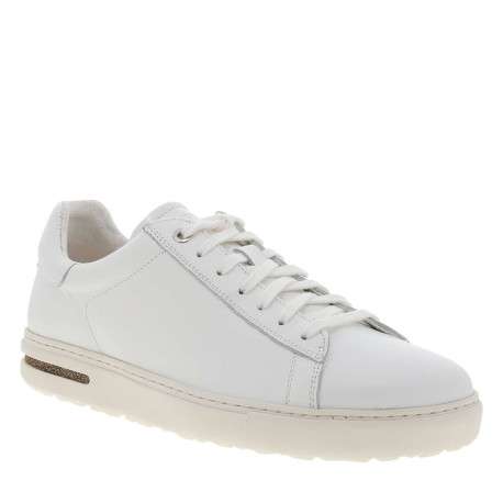 Tennis blanches en cuir à talon plat avec renfoncement effet copeaux et à lacets - Image 4