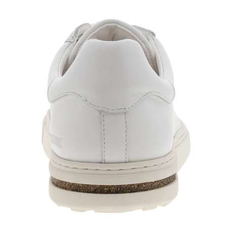 Tennis blanches en cuir à talon plat avec renfoncement effet copeaux et à lacets - Image 7