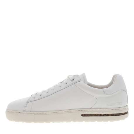 Tennis blanches en cuir à talon plat avec renfoncement effet copeaux et à lacets - Image 3