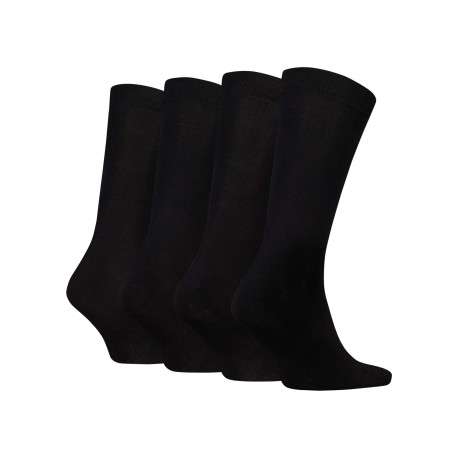 Lot de 4 paires de chaussettes hautes en coton mélangé noires unies - Image 2
