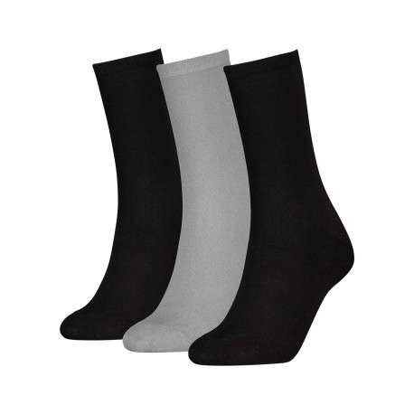 Lot de 3 paires de chaussettes hautes en coton mélangé noires et grises unies
