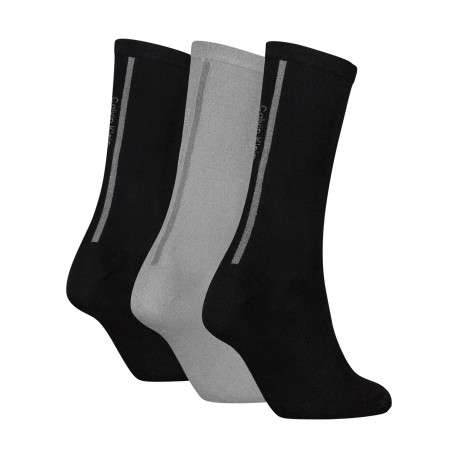 Lot de 3 paires de chaussettes hautes en coton mélangé noires et grises unies - Image 2