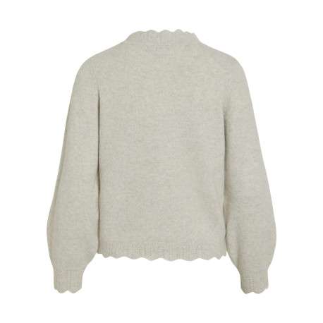 Pull écru en maille tricotée pourvu d'un col rond et de manches longues - Image 2
