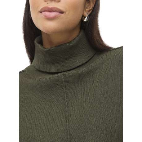Pull kaki en maille tricotée pourvu d'un col roulé et de manches longues - Image 5