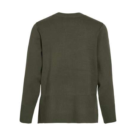 Pull kaki en maille tricotée pourvu d'un col rond et de manches longues - Image 2
