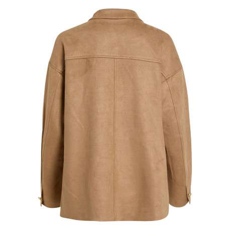 Veste camel unie pourvue d'un col à rabats et de manches longues - Image 4
