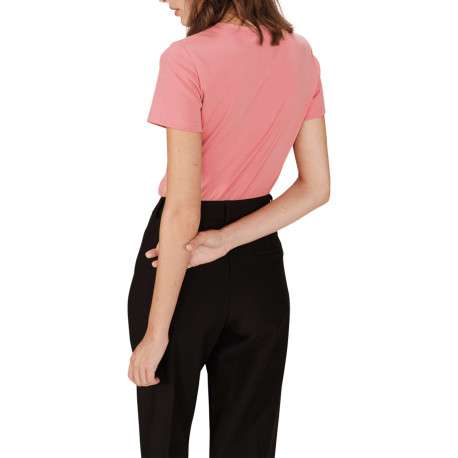 T-shirt en coton rose imprimé avec une coupe droite et un col rond - Image 4