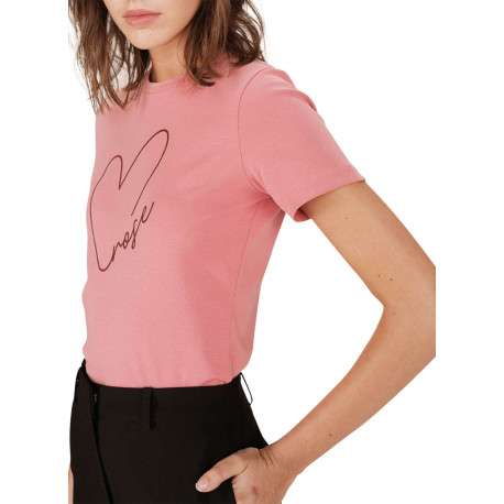 T-shirt en coton rose imprimé avec une coupe droite et un col rond - Image 5