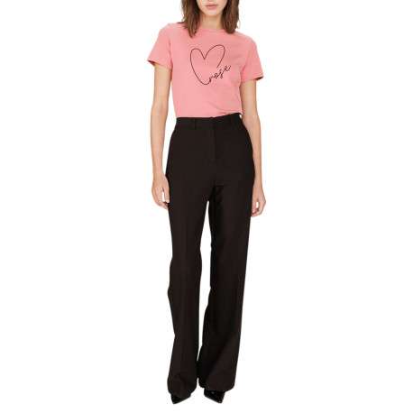 T-shirt en coton rose imprimé avec une coupe droite et un col rond - Image 6