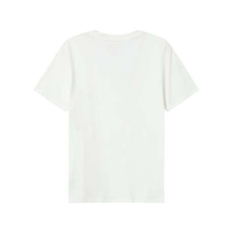 T-shirt en coton ivoire imprimé avec une coupe droite et un col v profond - Image 2