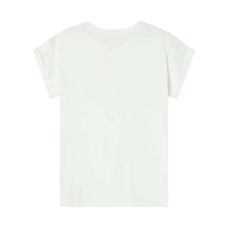 T-shirt en coton blanc imprimé avec un col rond et une coupe droite - Image 2