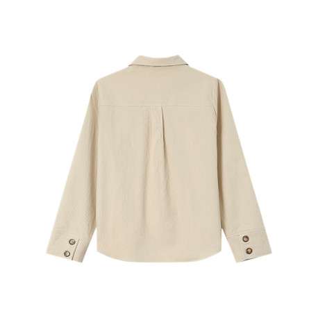 Surchemise en coton écrue en velours avec une coupe ample et 2 poches - Image 2