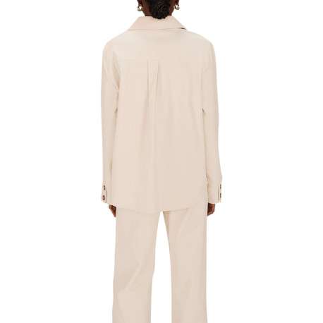 Surchemise en coton écrue en velours avec une coupe ample et 2 poches - Image 4