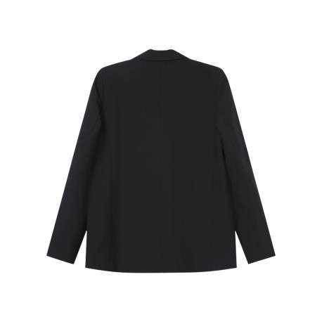 Blazer noir uni avec une coupe droite et un col cranté à revers - Image 2
