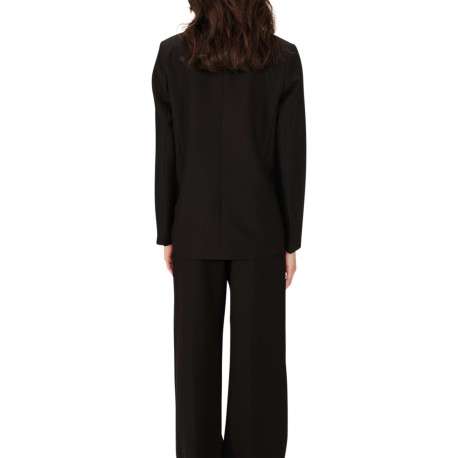 Blazer noir uni avec une coupe droite et un col cranté à revers - Image 4