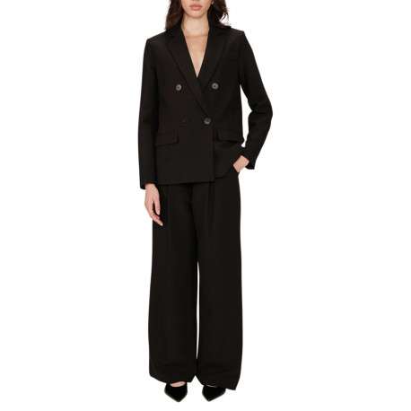Blazer noir uni avec une coupe droite et un col cranté à revers - Image 6
