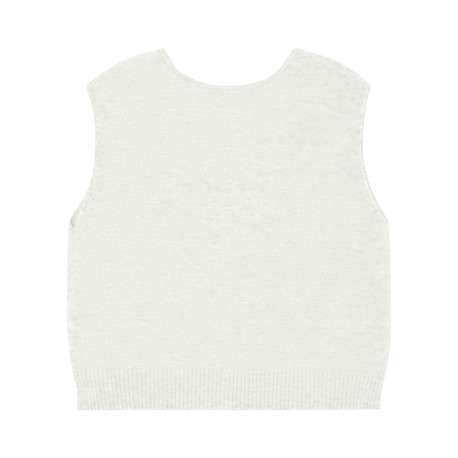 Gilet écru en maille fine avec une coupe ajustée et un col v - Image 2