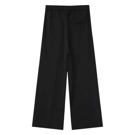 Pantalon chino en coton noir uni avec une coupe bootcut et 2 poches - Image 2