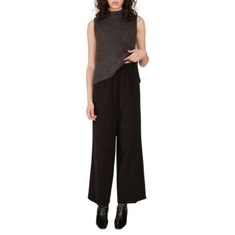 Pantalon chino en coton noir uni avec une coupe bootcut et 2 poches - Image 3