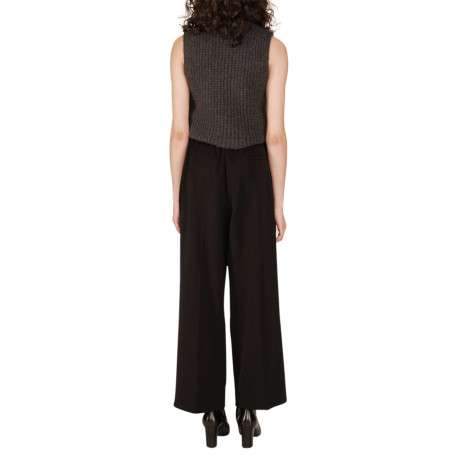 Pantalon chino en coton noir uni avec une coupe bootcut et 2 poches - Image 4