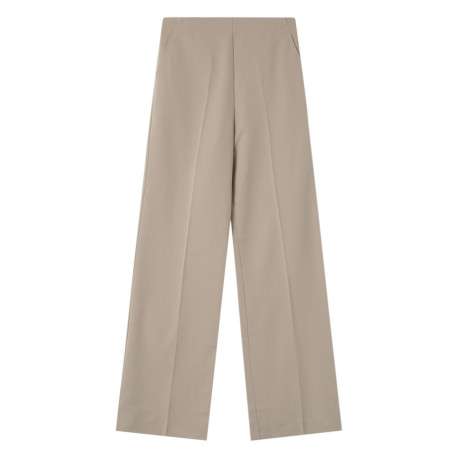 Pantalon tailleur beige uni avec une coupe bootcut et 2 poches