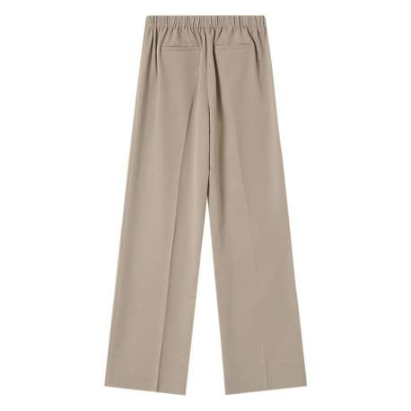 Pantalon tailleur beige uni avec une coupe bootcut et 2 poches - Image 2