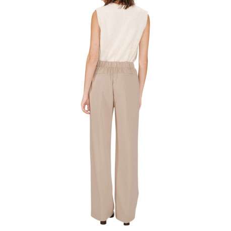 Pantalon tailleur beige uni avec une coupe bootcut et 2 poches - Image 4